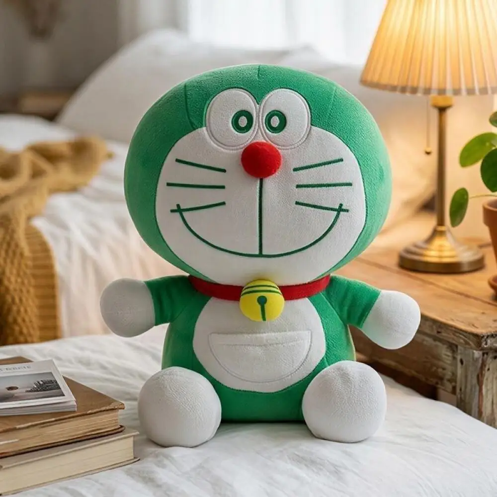 Muñeco de Peluche Suave de la Serie Verde de Doraemon de 21 cm, Almohada para Abrazar, Decoración de Cama, Juguete de Compañía, Adorno para Sofá, Regalo de Cumpleaños para Niña o Niño