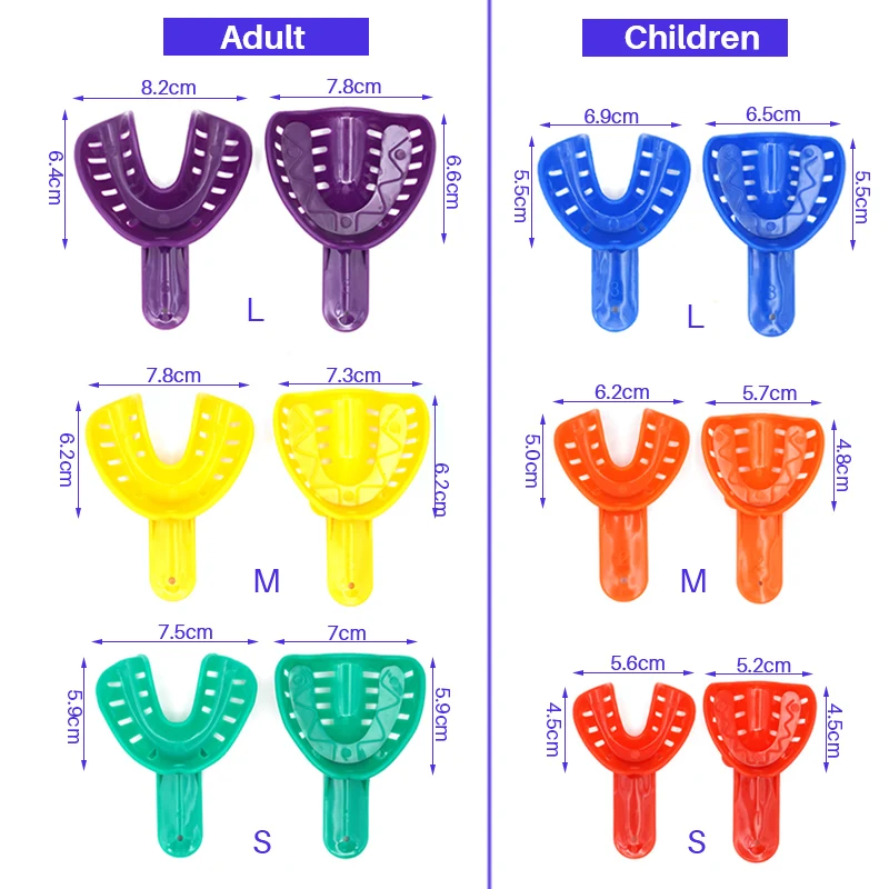12pcs Dental Impression Trays Ortho Plastic Teeth Holder Adult And Children Disposable Oral Care Tools Dentistry Materials