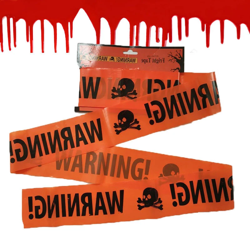 600*7cm Halloween Decoration Warning Tape Sign Halloween Props Window Props Party Danger Warning Line Halloween Decoration