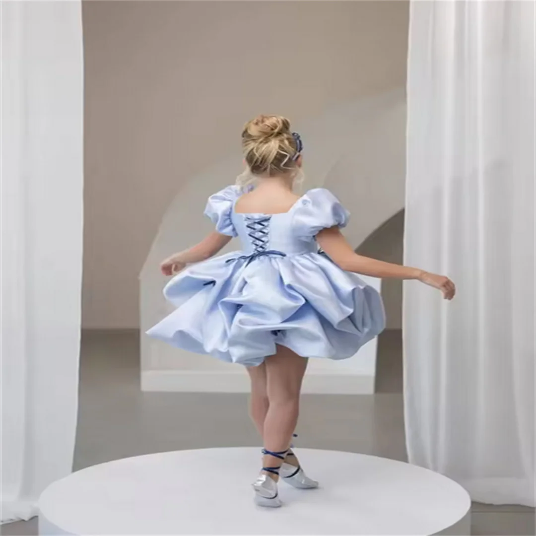 فستان فتاة الزهور باللون الأسود والأحمر مخصص للأميرة وأعياد الميلاد وحفلات أعياد الميلاد للفتيات الصغيرات فستان التواصل الأول