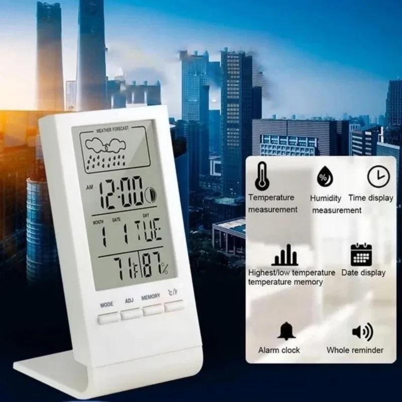 LED Digital Automatic Electronic Monitor Clock Thermometer Hygrometer Gauge Indicator Alarm Clock Indoor/Outdoor Weather Station