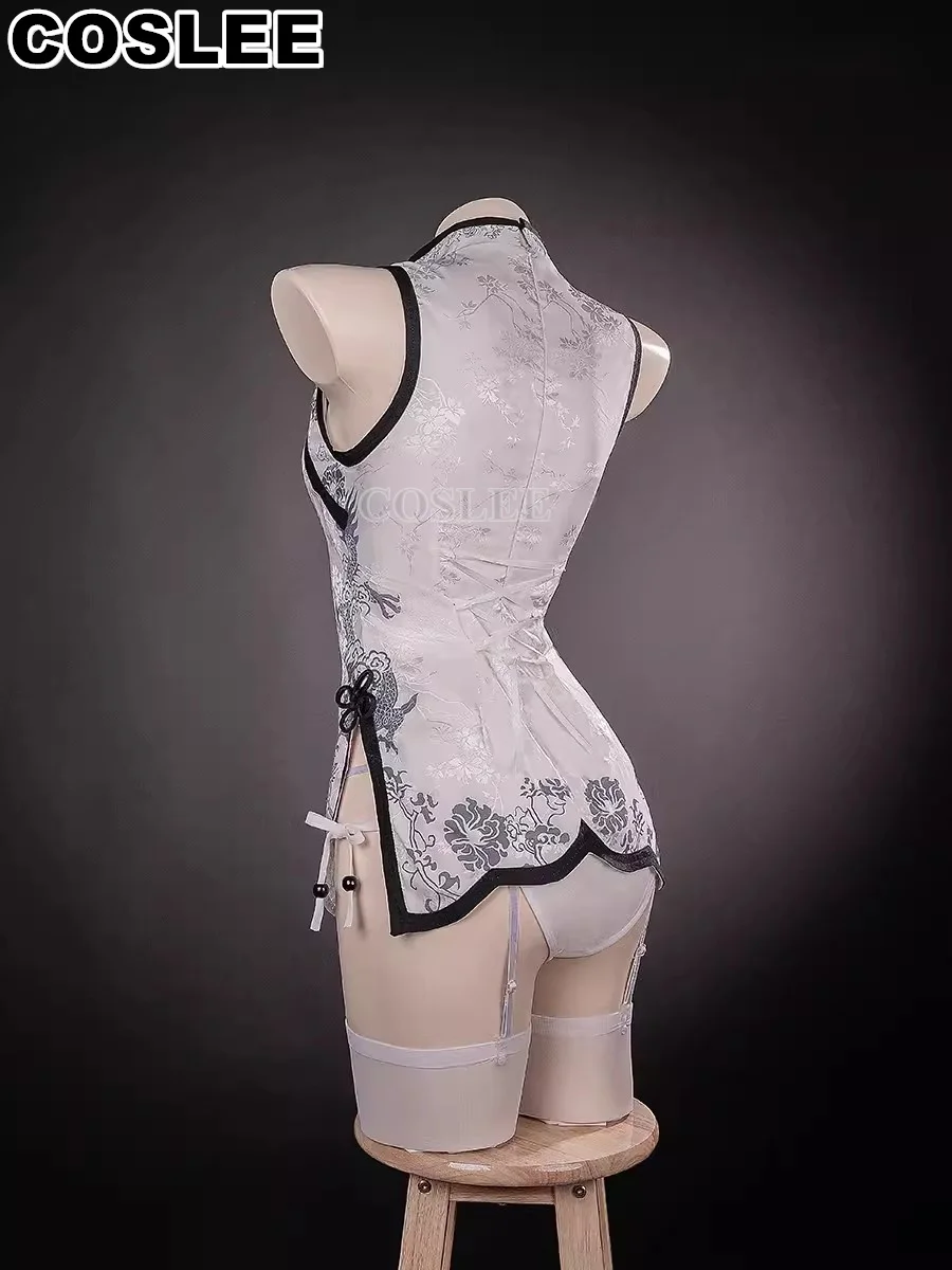 COSLEE Yosuga No Sora Kasugano Sora  Chinese Style Cheongsam Cute Uniform Dress Cosplay Costume Halloween Party Outfit Women XS-
