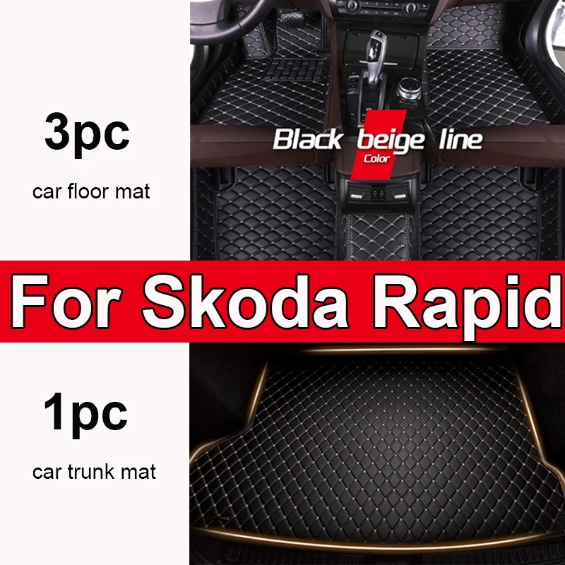 Car Floor Mats For Skoda Rapid 2013 2014 2015 2016 2017 2018 2019 2020 Custom Auto Foot Pads Carpet Cover Interior Accessories