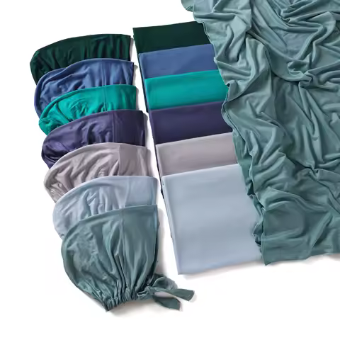 2PCS Modal Hijab And Adjustable Jersey Undercap Matching Scarves Shawls Women Muslim Headscarf Inner Cap Bonnet Wrap Islam Sets