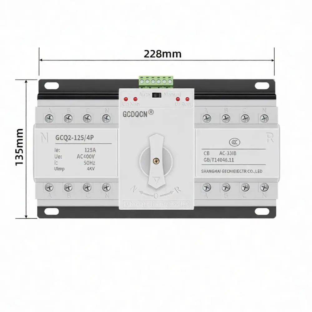 GCDQCN Mini Dual Source Transfer Switch Automatic Changeover Controller For PV System Home Backup Electrical Supply 2P 4P 63A