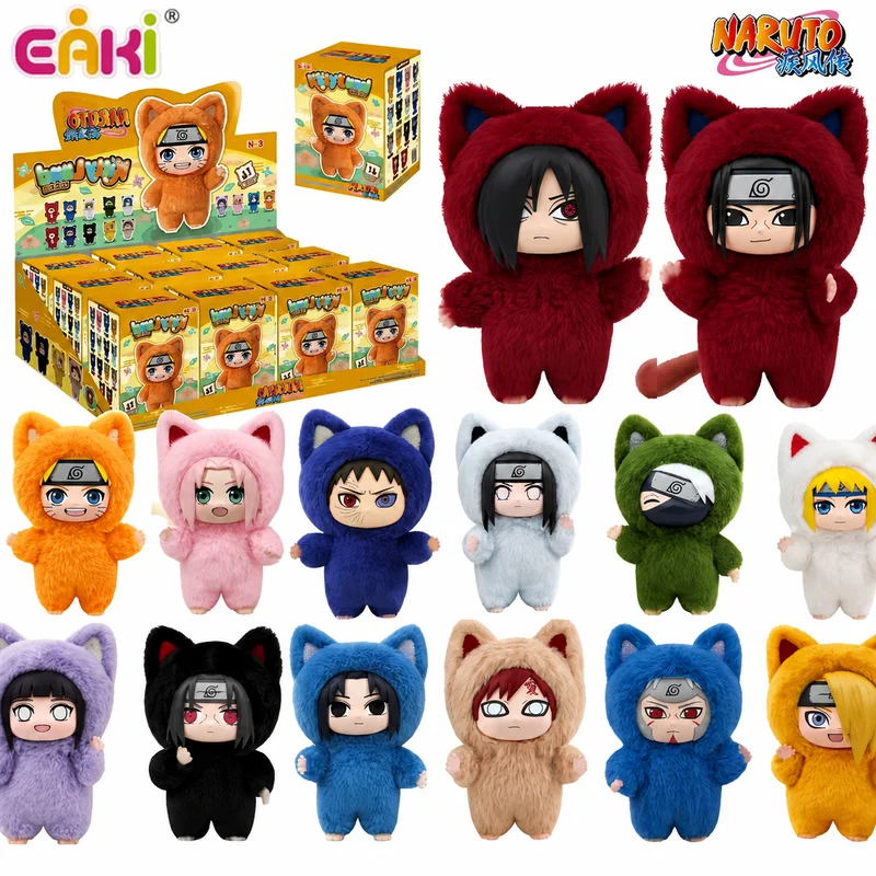 Original Eaki Naruto Shippuden Kitten Land Mini Blind Box Plush Figure Vinyl Collectible Bag Pendant For Anime Collectors Fans