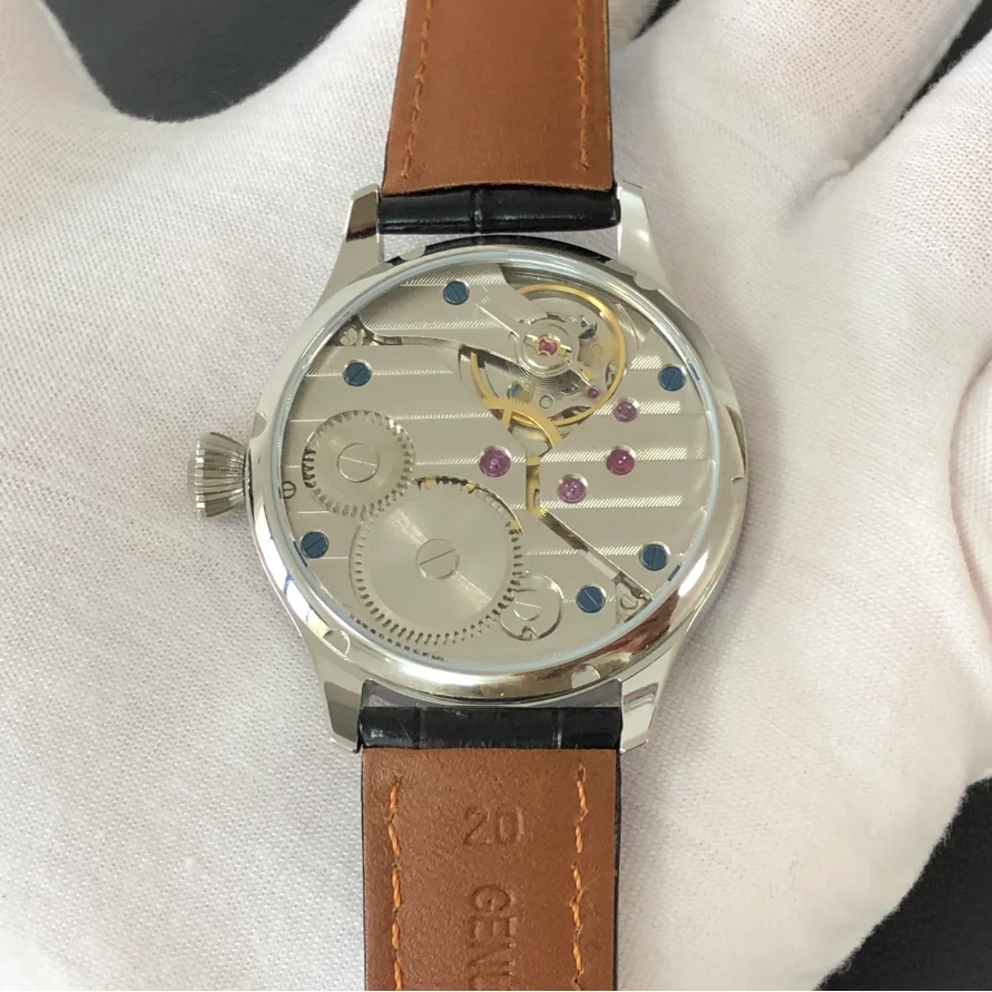 Reloj mecánico Manual ST3600, esfera Tianshu Fritillary verde Natural de 41Mm de diámetro pequeño, correa de piel de vaca