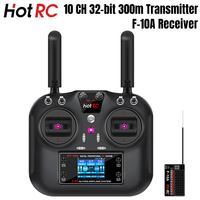 HOTRC HT-10A RC Transmitter 10CH 2.4G 1.7Inch Screen With F-10A Receiver For Model Airplanes RC Boats Car Drones DIY Robots