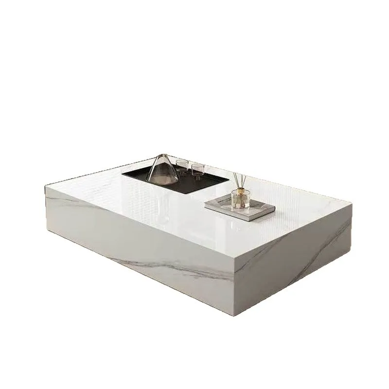 

Rectangle rock slab coffee table living room designer villa simple modern high-end light luxury combination small apartment tea