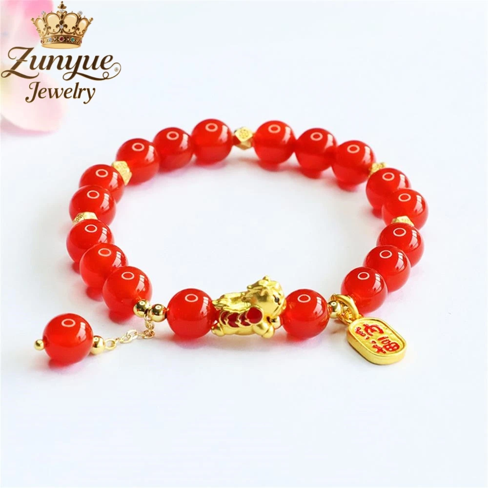 

High-End Natural Red Agate Pony Bracelet Luxury Quality Jewelry Fashion Fine Jewelry Exquisite Elegant Popular Charms Young Gift