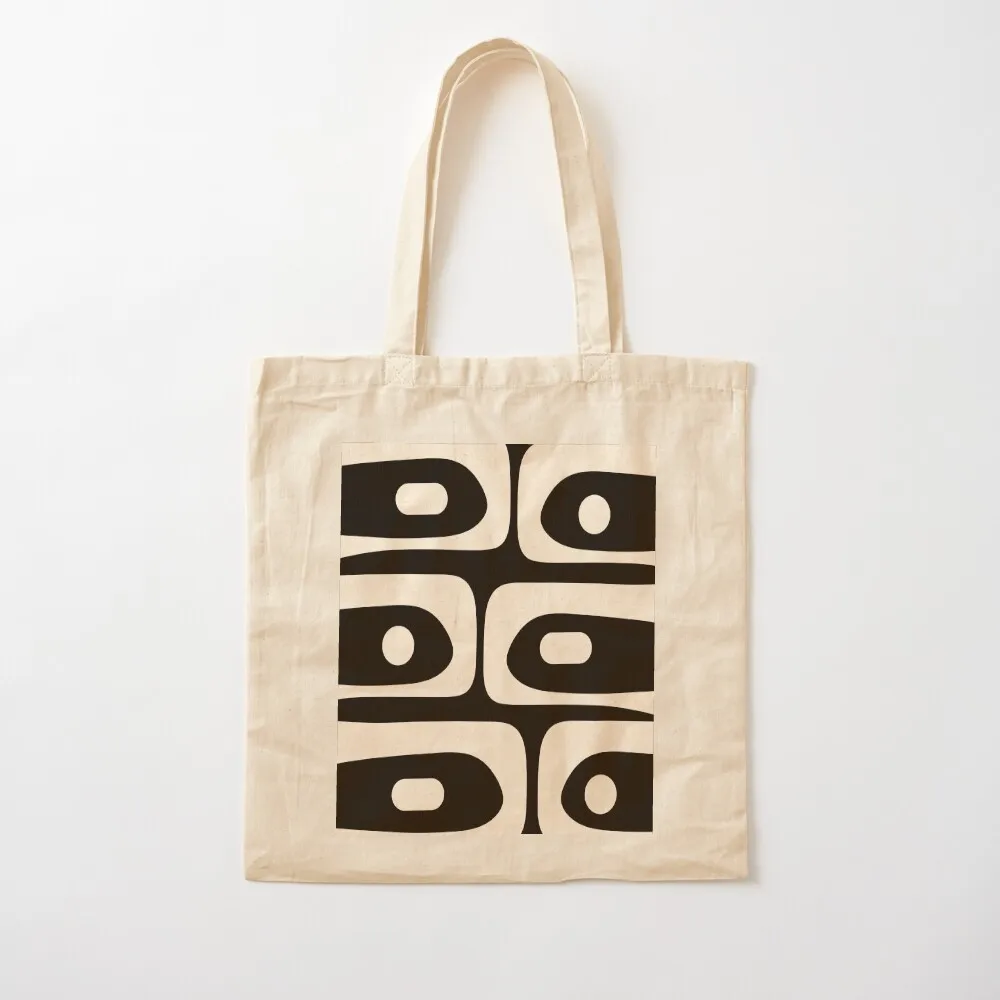 Mid Century Modern Piquet Abstract Pattern Black and Almond Cream Tote Bag female bag bag luxury women women 2