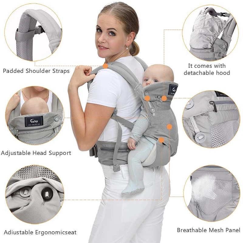 CUBY Baby Carrier Mesh Fabric Ideal for Summers cool Bearing 20KG Adjustable Baby Carrier newbron Friendly newborn baby wrap