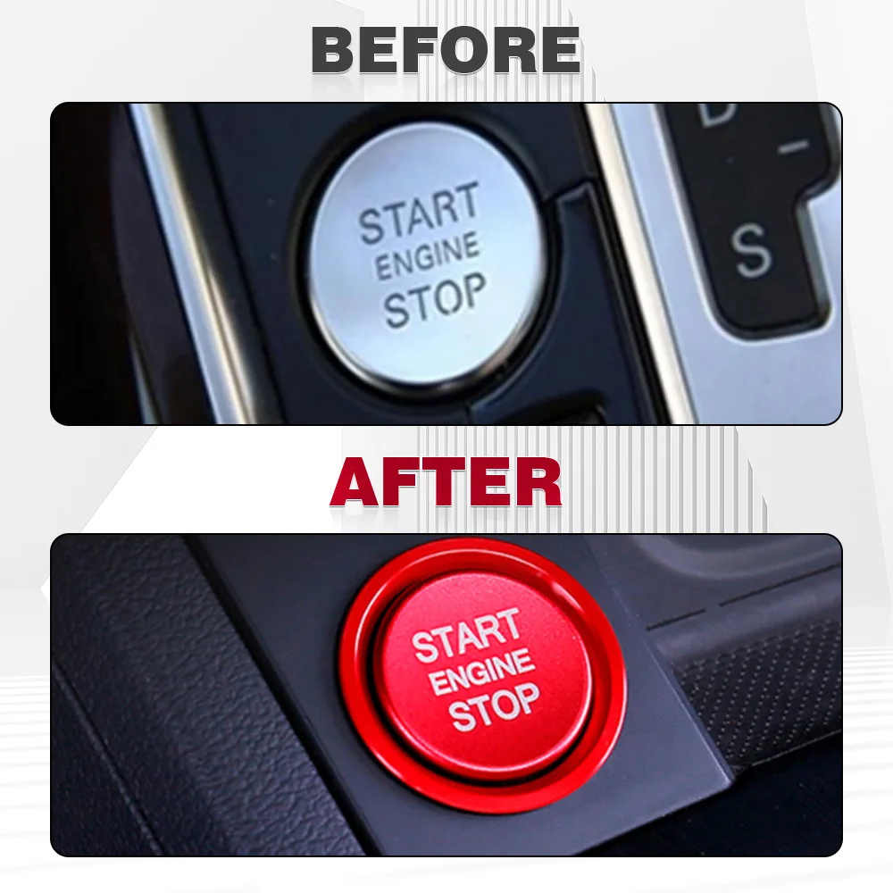 Car Engine Start Button Ignition Key Ring Cover Trim for Audi A3 A4 A4L A5 A6 A6L A7 A8 Q3 Q5 Q7 S3 S4 S5 S6 S7 S8 Aluminum view 2