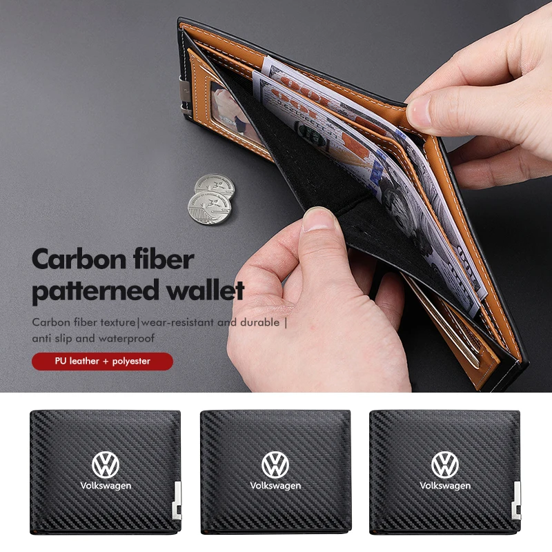 

Hub Caps For Volkswagen VW Car Carbon Fiber Wallet Leather Key Document Storage Holder Bag Polo Jetta Sagitar Magotan Passat B5