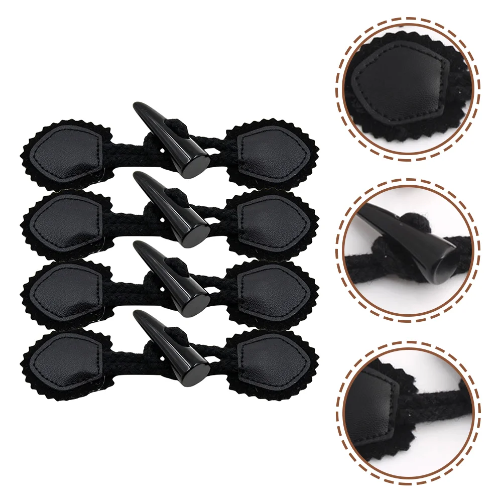 

DIY Buckles Diagonal Horn Vintage Decor Pu Buttons Windbreaker Replacement Toggle Black