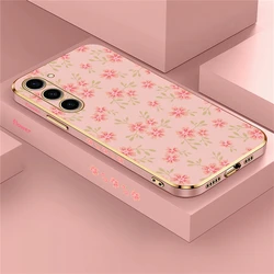 S24 Floral Case For Samsung Galaxy S23 Ultra S22 Plus S23 FE S20 S21 S10 Plating Silicone Soft Shockproof Back Cover Coque