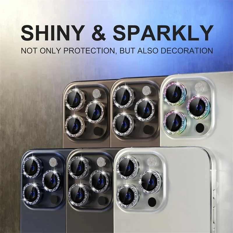 Camera Lens Protector For iPhone 17 Pro Max 17Pro Air 14 15 16 Pro Max Diamond Metal Protective Glass For iPhone 15 16 Plus Lens