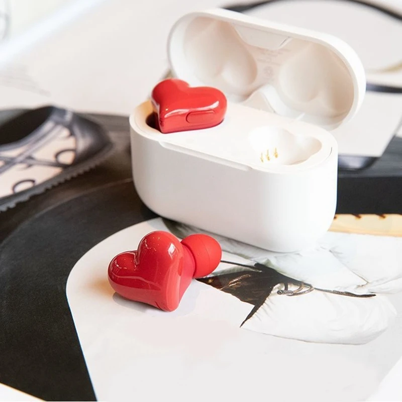 سماعة رأس على شكل قلب قابلة للإلغاء في الأذن ، مقاومة للماء ، سهل الاقتران ، محمول ، مستمر ، بلوتوث