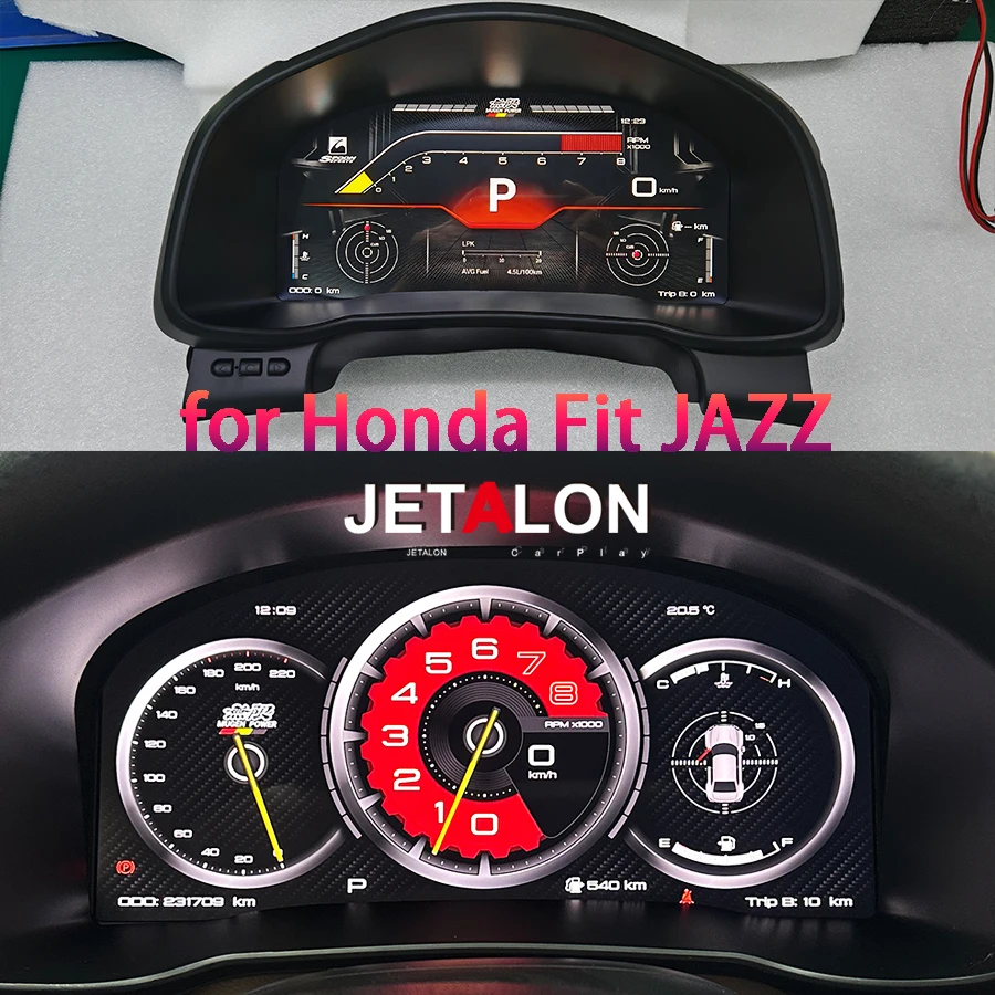 12.3 بوصة سيارة LCD أداة لهوندا صالح جاز لوحة ال سي دي العنقودية خريطة متعددة ملونة UI عالية عرض Carplay أندرويد السيارات