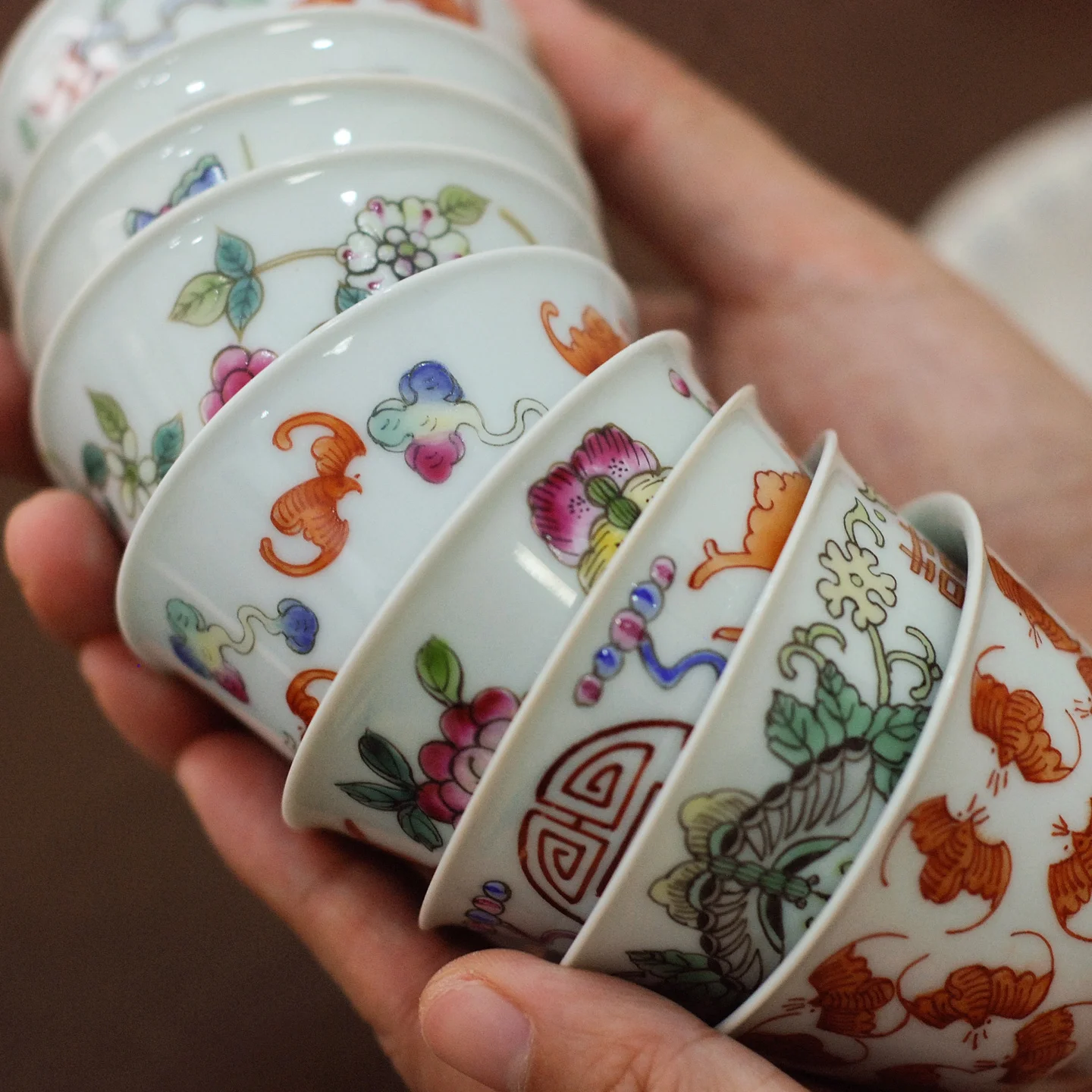 Master Cup Jingdezhen Antique Hand-painted Alum Red Bat Pattern Cup Gongfu Tea Cup