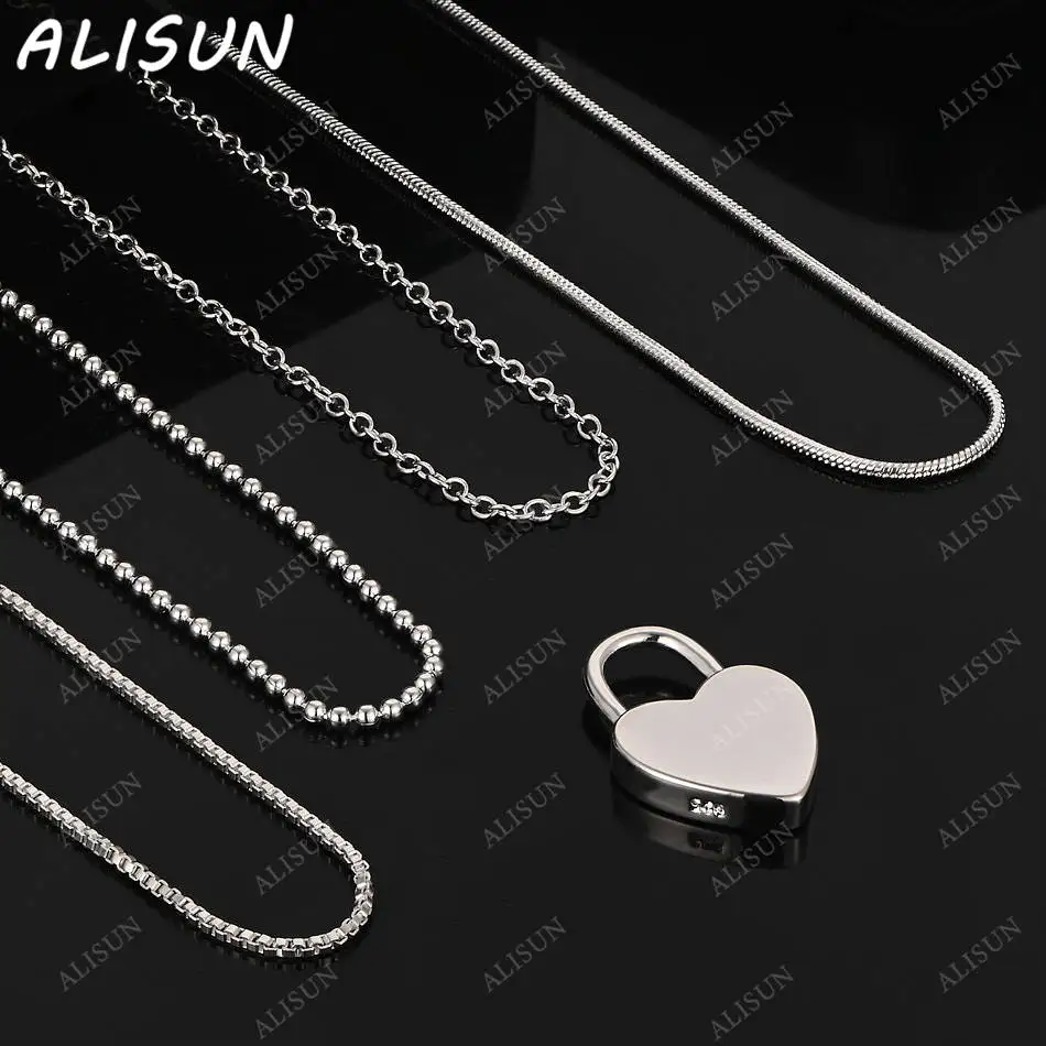 

ALISUN 40-75cm 925 Sterling Silver Hearts Lock Pendant Necklace For Women Men Charm Trend Birthday Gifts Fashion Party
