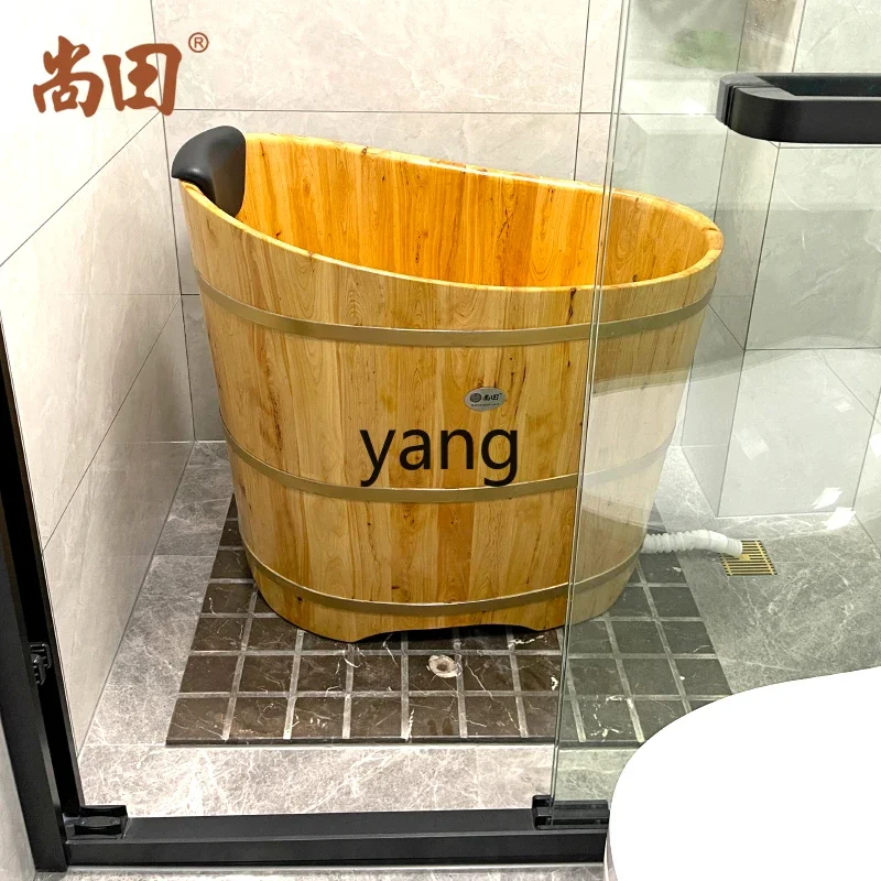 

LH Round Wooden Bath Bucket Solid Wood Bathtub Bath Basin Small Bathroom Wooden Bucket