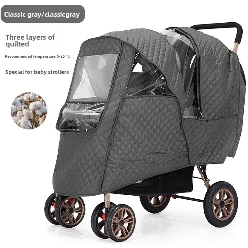 Rain Cover Twin Stroller Rain Cover Children's Cart Windshield Raincoat