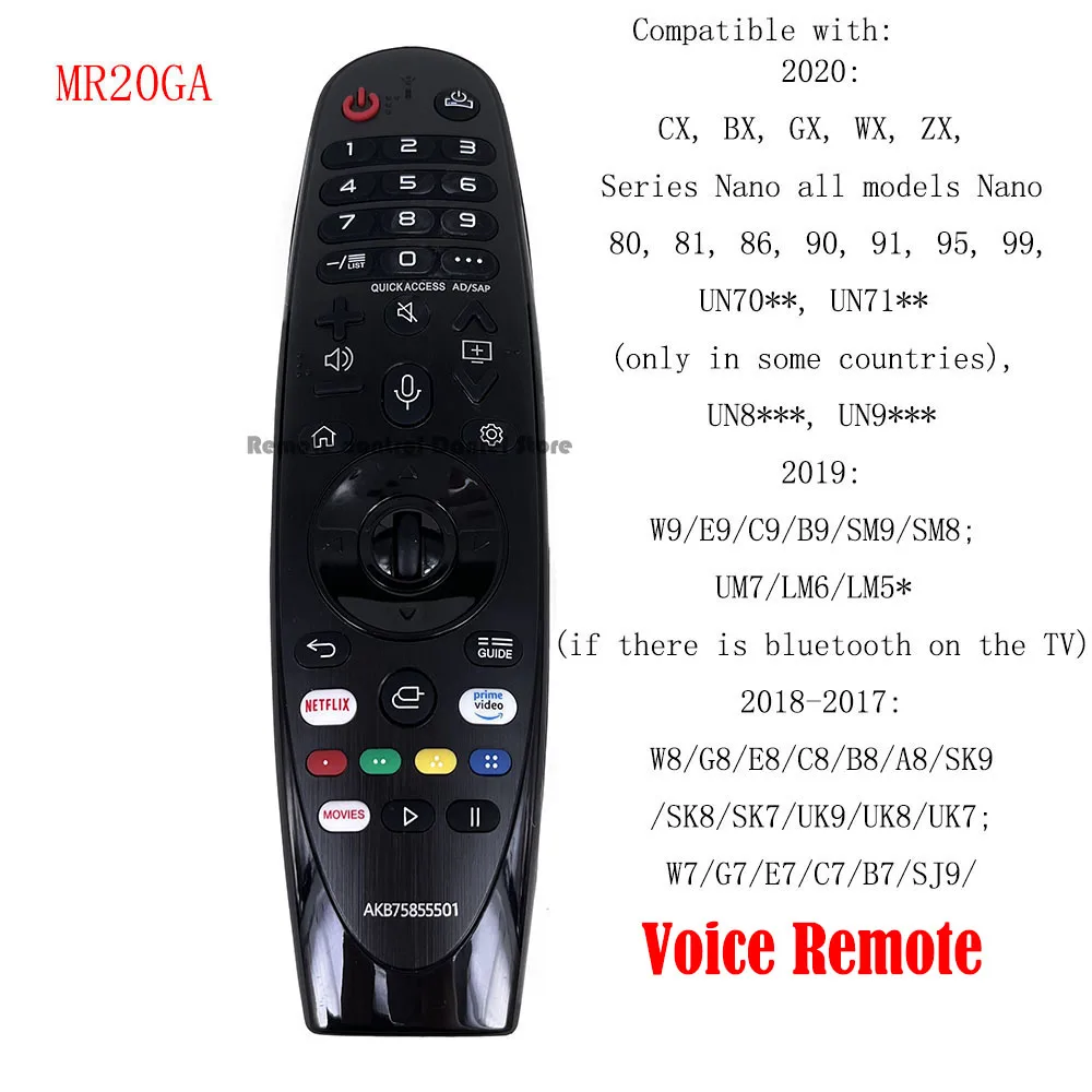 

New Replacement MR20GA Magic Remote Control Voice 2020 Smart TV AKB75855501 65NANO95UNA OLED48CXAUA 50UN7300AUD