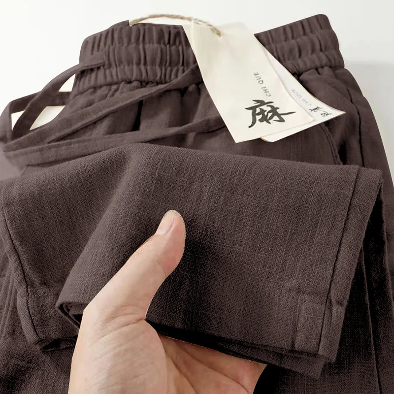 

Loose Cotton Linen Men's Summer Casual Pants Qui Dry Large Size Straight Leg Breathable Comfortable Daily Wear