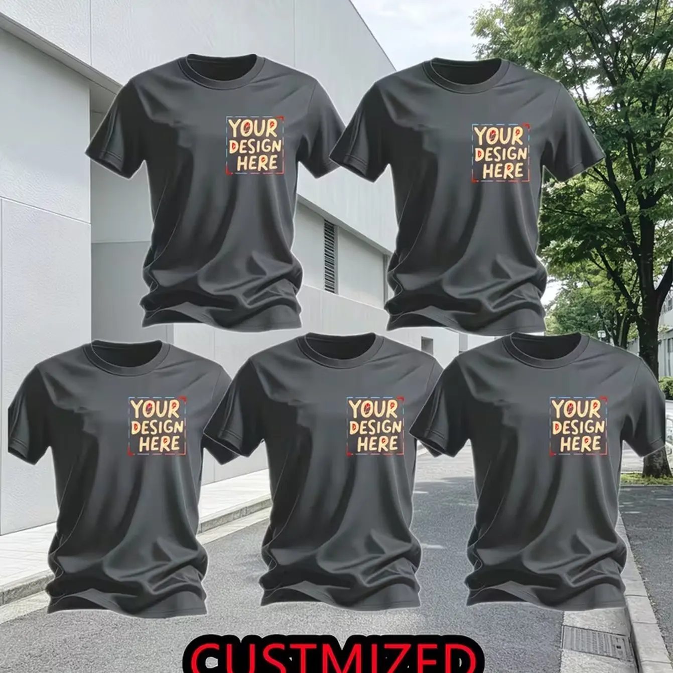 5er-Pack Herren-Sport-T-Shirts mit individuellem Design, schnelltrocknend, feuchtigkeitsableitend – atmungsaktive, leichte Sommer-Gym-T-Shirts, individuelles Logo/Text-Design – Detail 1