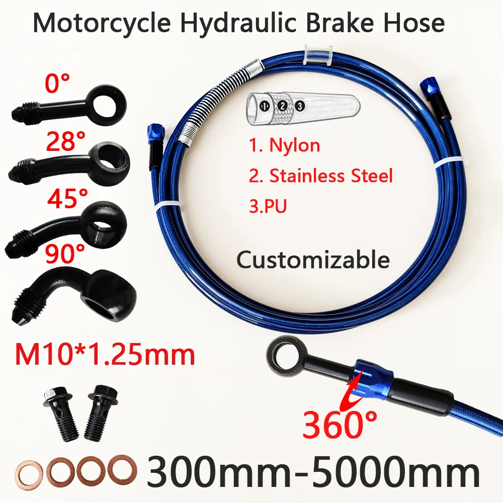 AN3 Braided Brake Hose Motorcycle Hydraulic Clutch Tube Master Cylinder Brake Oil DOT Pipe Racing Motocross Dirt Pit Bike ATV