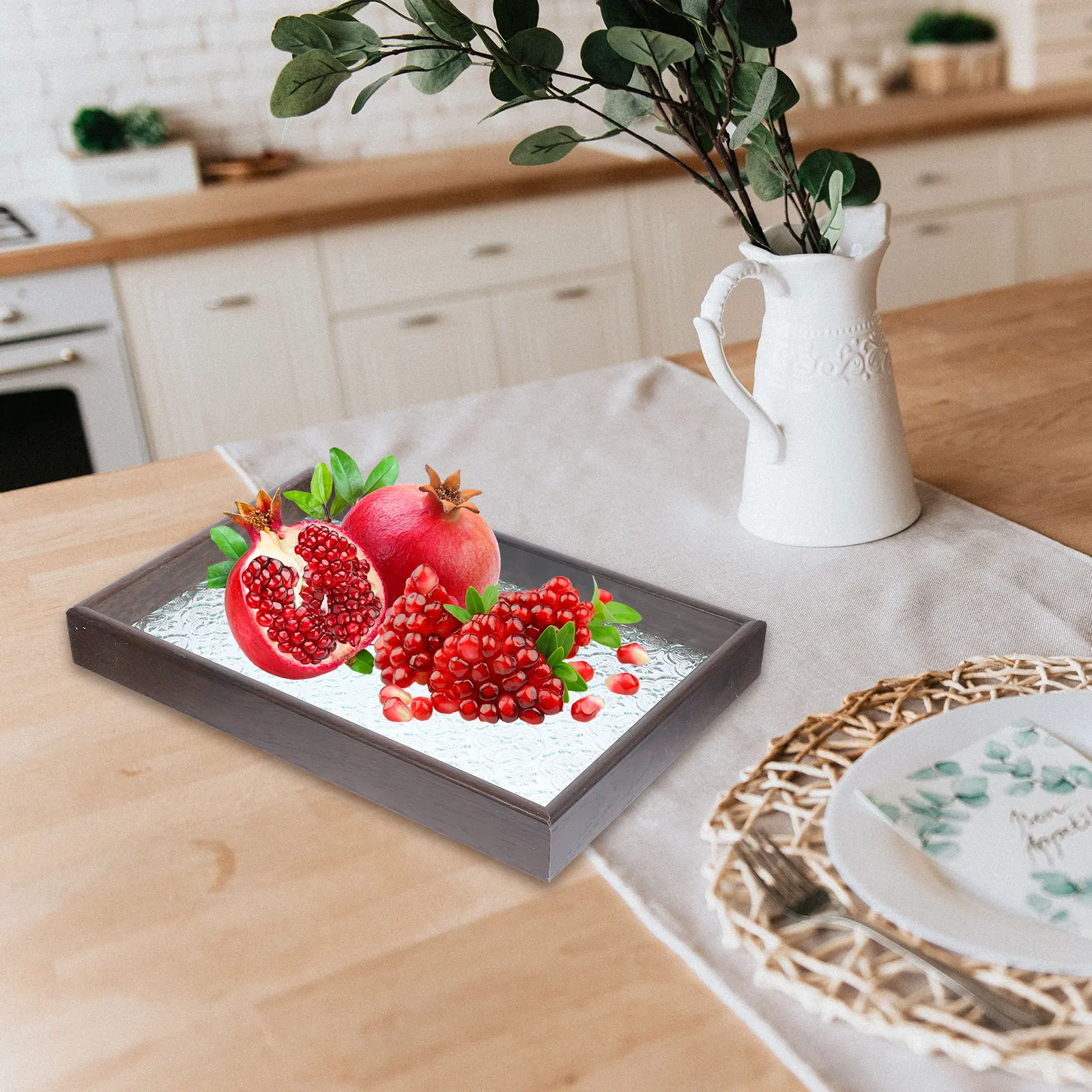 

Begonia Flower Tray Fruit Snacks Plate Serving Food Trays Home Glass Holder Wood Dessert Plates Reusable Lightweight Practical