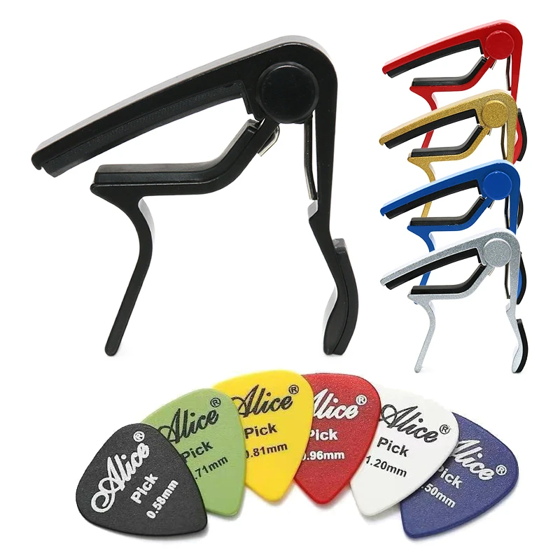 Capo de guitarra multicolor con 5 púas para guitarra eléctrica acústica, capo de una sola mano, accesorio para guitarra, TMZ, 1 ud.