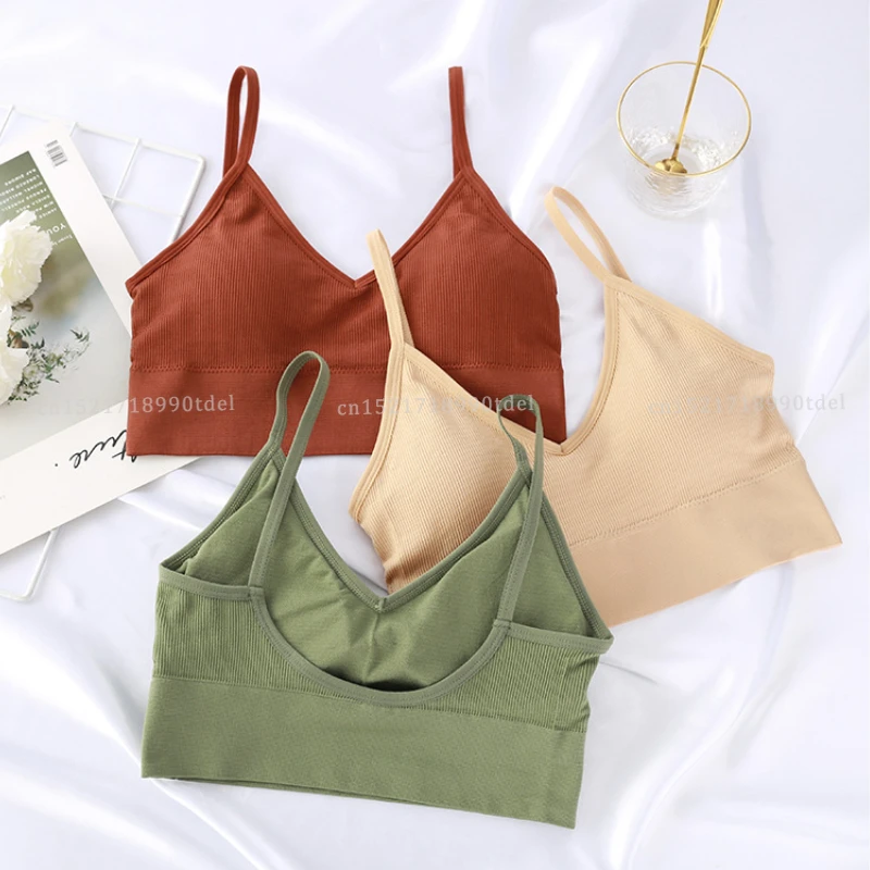 Women Bra Tube Top Seamless Underwear U Back Cropped Top Camis Active Bra Fitness Lingerie Women Bralette Top with Pad