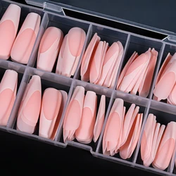 120Pcs/set Pink&White French Press On Nail Tips Full Cover Matte Coffin Fake Nails Soft Extension Acrylic Detachable% False Nail