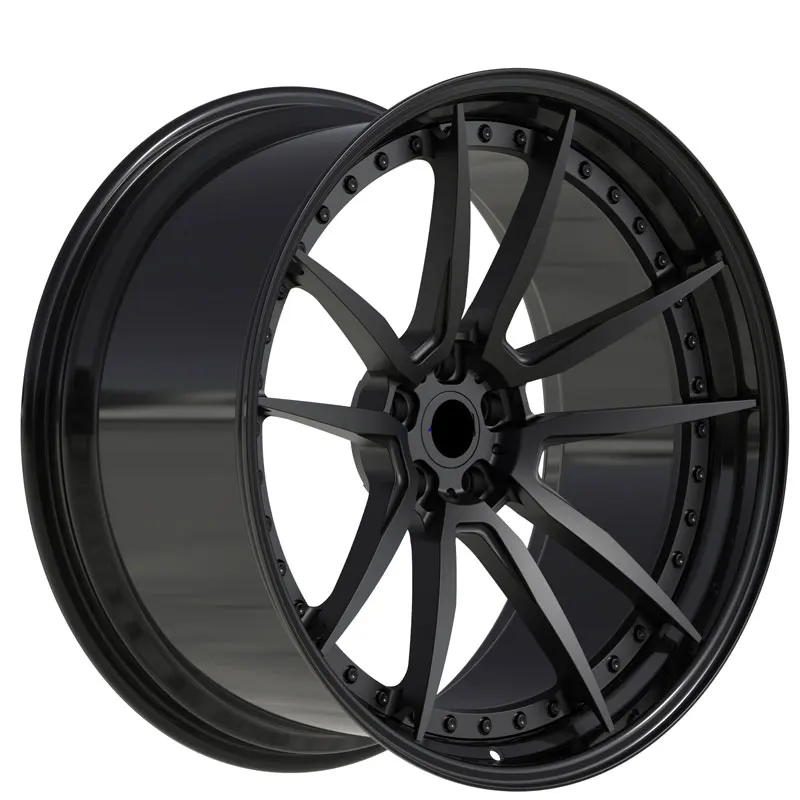 Matt Light Black 2-Piece Forged Wheels 5-Spoke With Black Bolts For BMW For Audi For Mercedes For Porsche