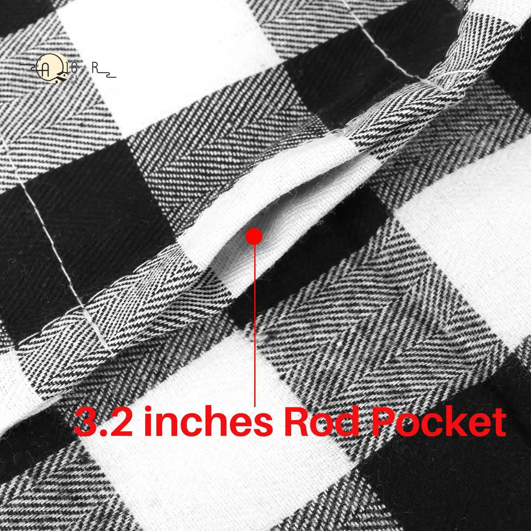 

A18R -Buffalo Plaid Valances For Kitchen Farmhouse Check Plaid Valances For Window Treatment Decor (Black And White)