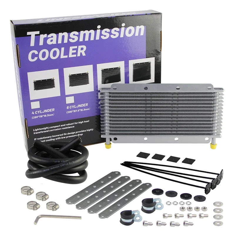 

Комплект масляного радиатора Tube & Fin Performance Rapid-Cool, 14 рядов, 11"x4.2"x0.75" (280x107x19 мм), вход/выход 9.6 мм, 3/8" штуцер, серебристый