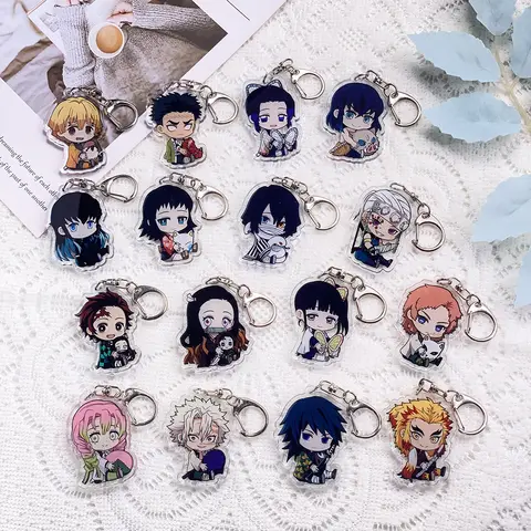 1/16PCS Anime Characters Demon Slayer Acrylic Car Keychain Accessories Keyrings Friends Gifts Funny​ Bag Charms Backpack Pendant