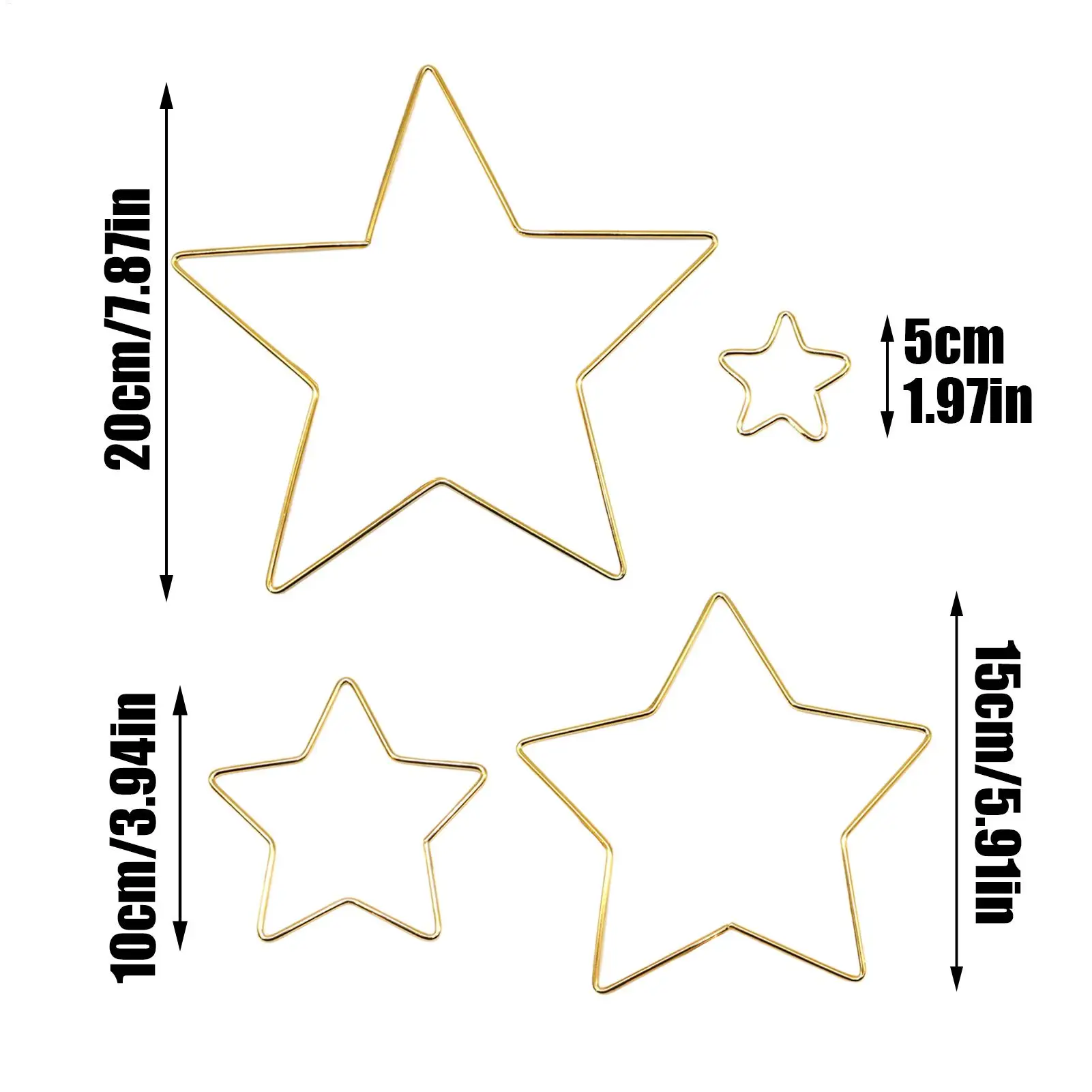 Dream Catcher Rings 4 Pieces Five-Pointed Star Ornaments Dream Catcher Pentagram Heart Iron Rings For Holiday Home Art Project