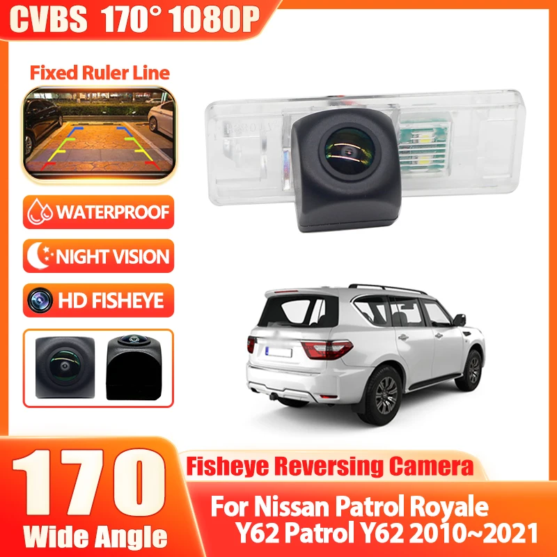 

Камера заднего вида для Nissan Patrol Royale Y62 Patrol Y62 2010 ~ 2021 CCD камера ночного видения резервная камера номерного знака камера «рыбий глаз»