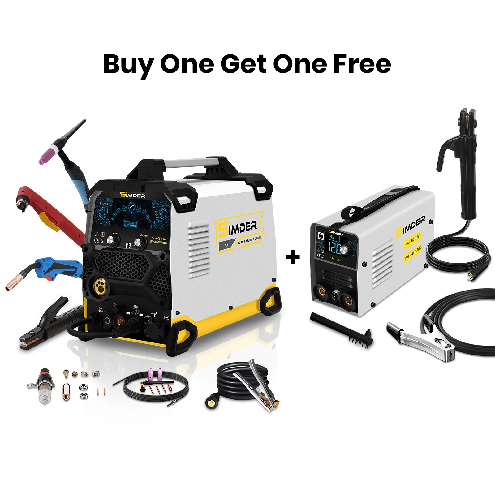 MIG لحام 200A البلازما القاطع لحام كومبو 10 في 1 ماكينة لحام متعددة المعالجات نبض MIG/الغاز MIG/Flux Core/HF TIG/ عصا/قطع #1