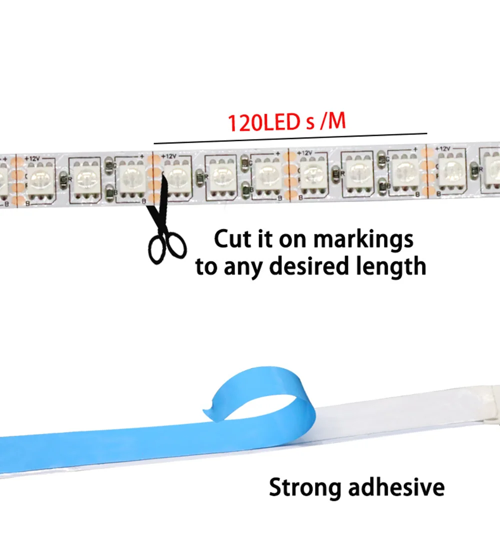 5050 SMD LED Strip Lights 12V 24V DC High Brightness 120LEDs/m Flexible rope stripe 3000k 4000k 6500k Red Green Blue Yellow RGB