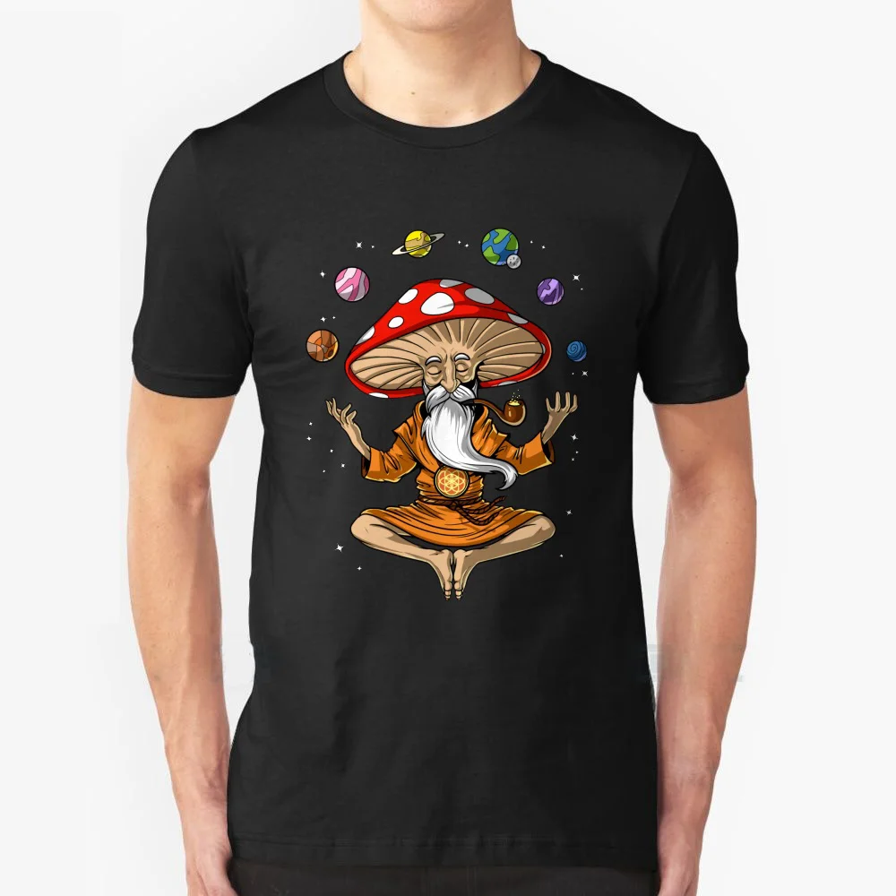 Magic Mushroom Buddha Streetwear Funny Black Clothing Mens T shirt Tops Tees Hippie Shrooms Psychedelic Magic Mushrooms