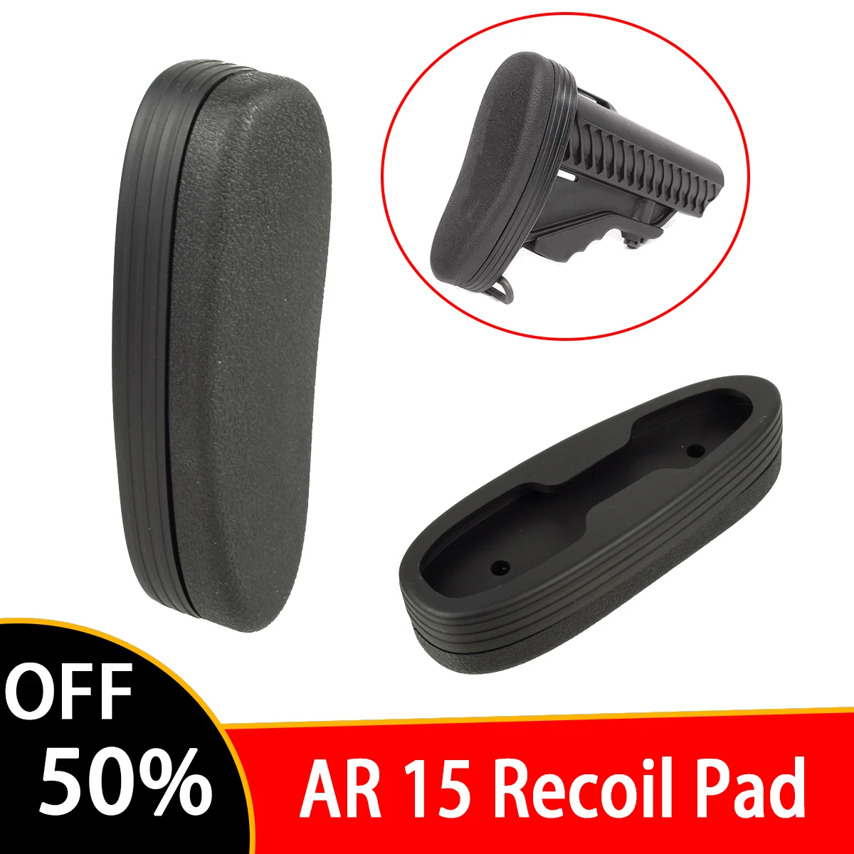 Tactical Adjustable Non-Slip Rubber Recoil Pad Slip-on Buttstock for AR15 Hunting Rifle Gun Butt Protector Extension Accessories