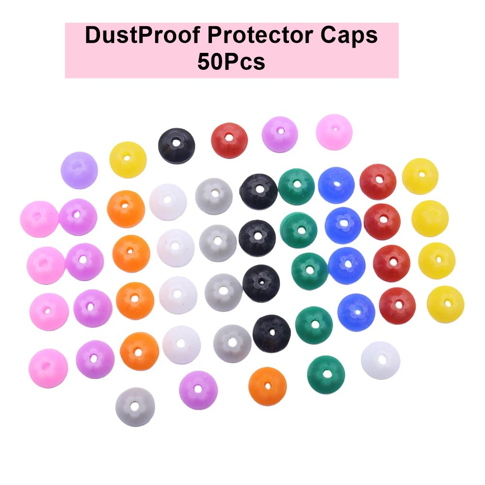 50 stuks kwaliteit siliconen nagel stofstoppers 3/32 "schacht boor covers, e-bestand anti-stofkappen, nagel gereedschap accessoires, mix kleur