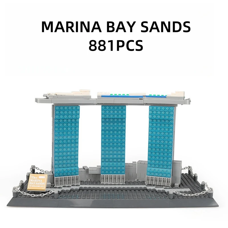 881PCS Creative Landmark Singapore Hotel Bouwsteen Marina Bay Sands Bouwmodel Baksteen Moderne Architectuur Speelgoed