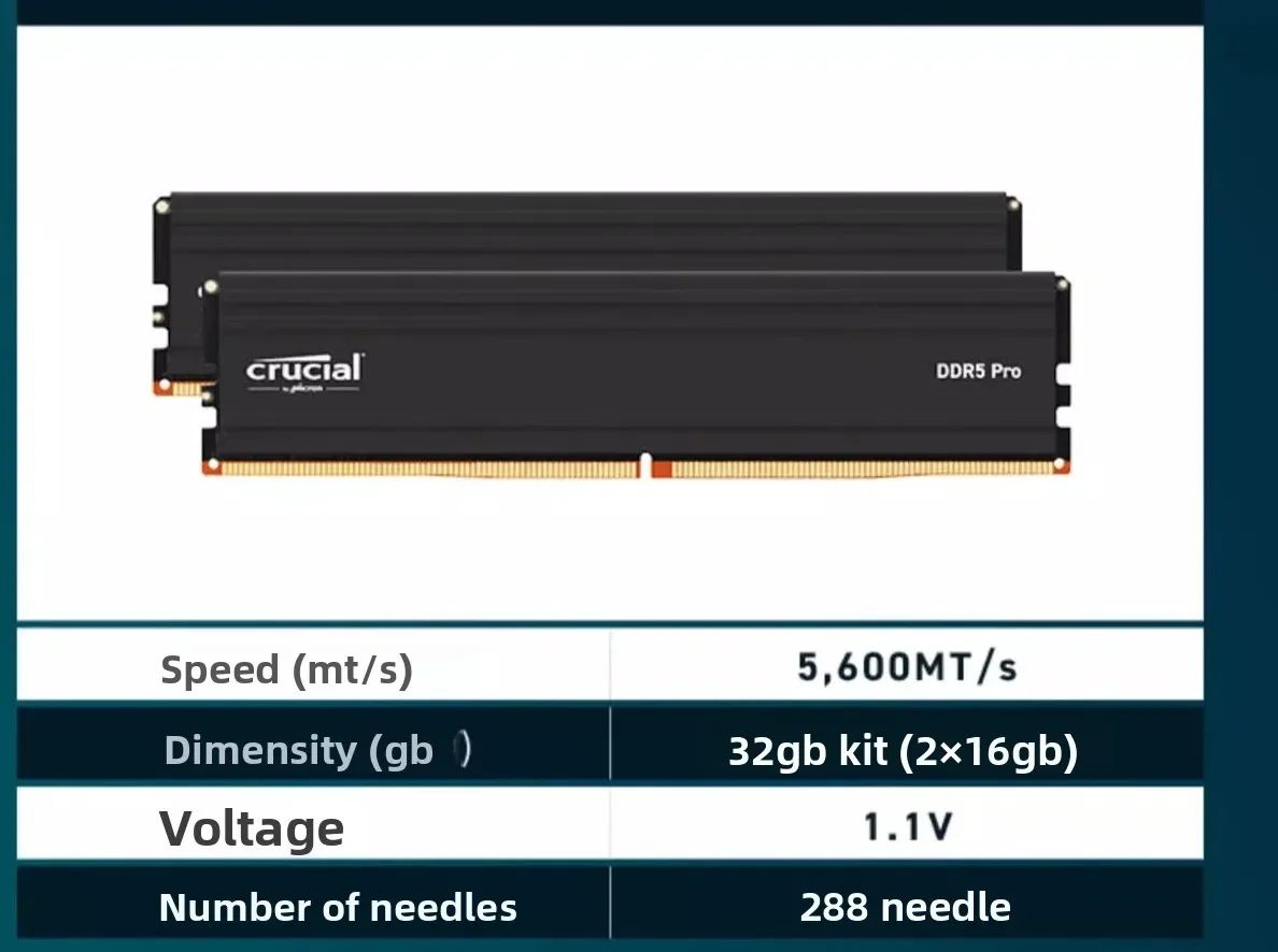 Per desktop DDR5 Inruit Crucial Micron, Memory Stick, Pellet