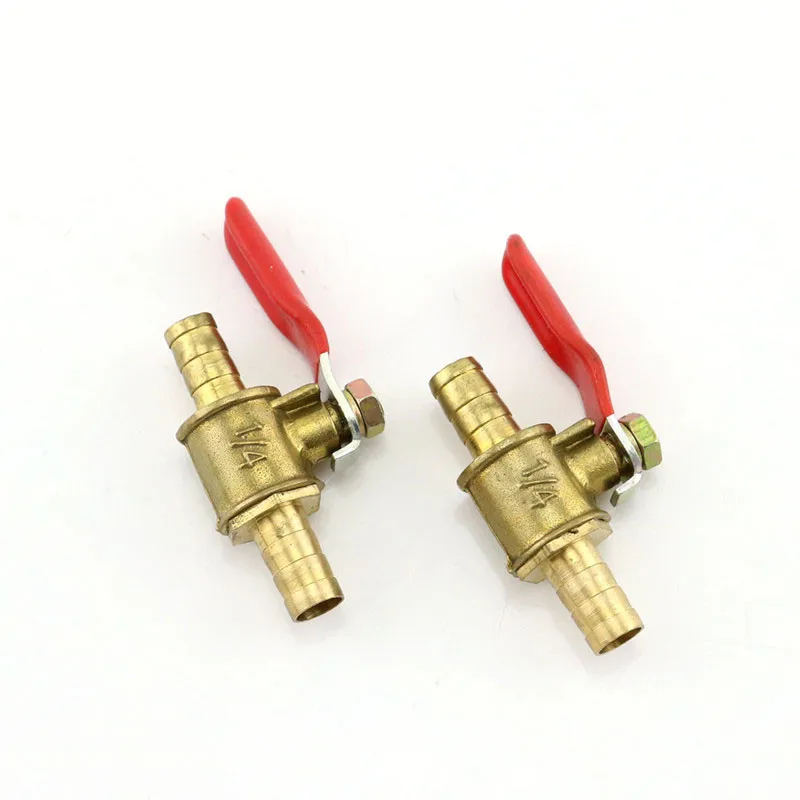 6/8/10/12mm Hose Barb Red Handle Pagoda Brass Water Oil Air Gas Fuel Line Shutoff Ball Valve Pipe Fittings