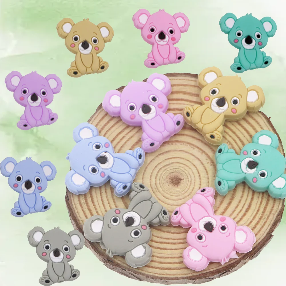 

10Pcs Animal Silicone Focus Beads Koala Design for Jewelry Making Pacifier Chain Cute Accessory for Crafting